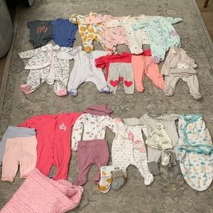 Lot of baby clothes Newborn, 0-3m, and 3-6m